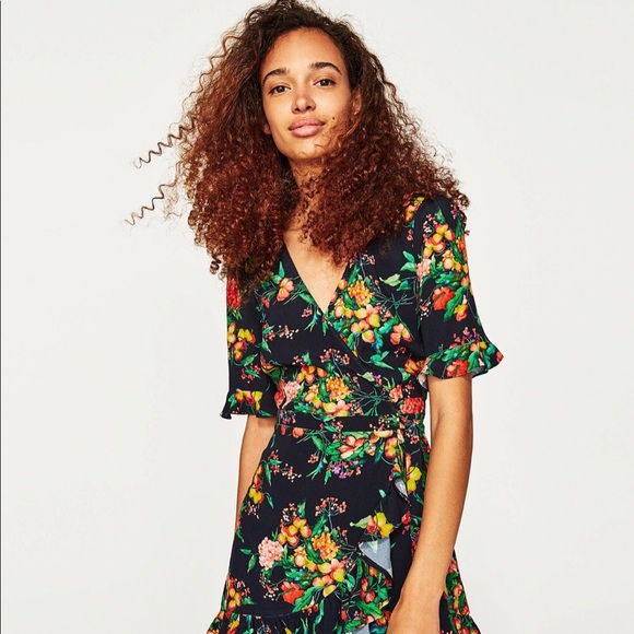 Zara Dresses & Skirts - ZARA LG Floral wrap around vneck dress tunic